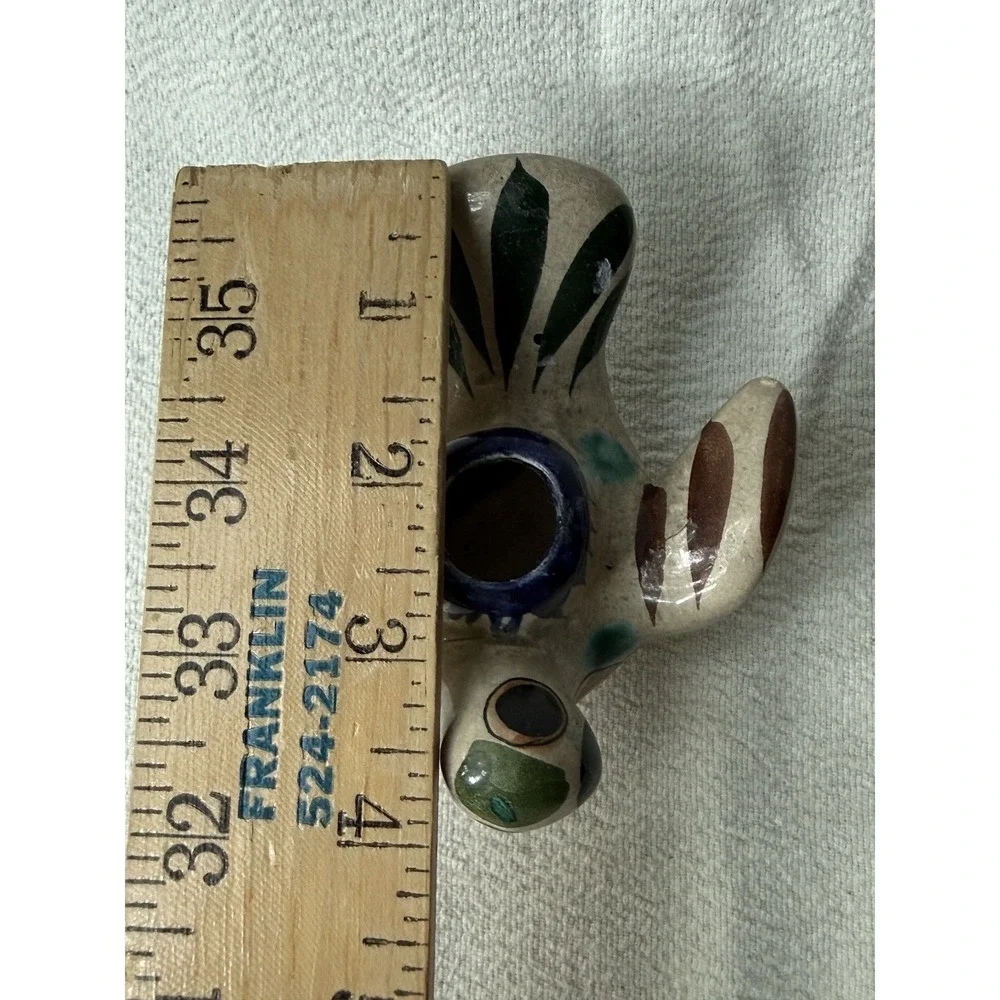 Mexican Tonala Pottery Bird Candle Holder Folk Art Figurine Hand Painted VTG  4